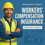 Smiling construction worker wearing a yellow hard hat and reflective vest with arms crossed, standing against a blue background.