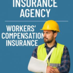 Man wearing a hard hat and safety vest with a bandaged arm, standing against a blue background.