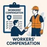 Illustration of a construction worker in a hard hat shaking hands with a man in an office setting, with a clipboard in the background.