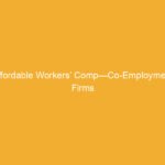 Text on a yellow background stating 'Affordable Workers' Comp—Co-Employment Firms'.