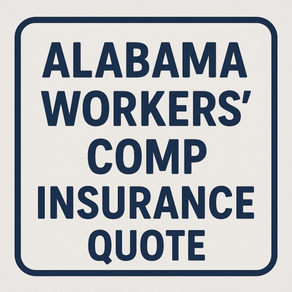 Sign displaying 'Alabama Workers' Comp Insurance Quote' in bold letters.