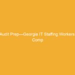 Document titled 'Audit Prep—Georgia IT Staffing Workers’ Comp' on a yellow background.