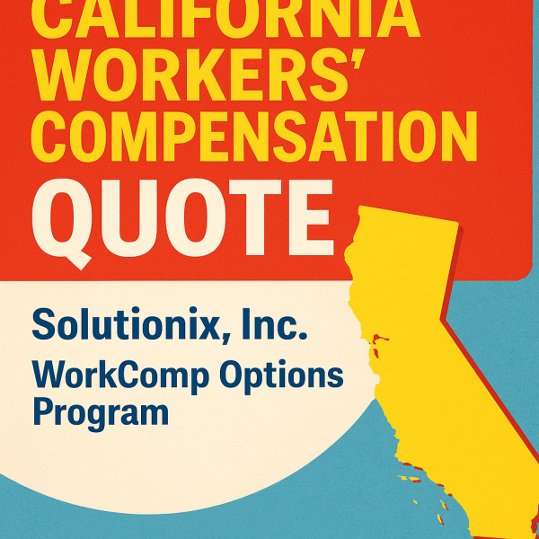 Graphic featuring California Workers' Compensation Quote with a map outline of California.