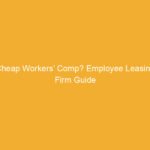 Text on an orange background reading 'Cheap Workers’ Comp? Employee Leasing Firm Guide'.