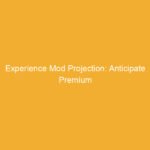 Text on a yellow background stating 'Experience Mod Projection: Anticipate Premium'.