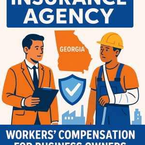 Illustration of two men discussing workers' compensation insurance for business owners in Georgia.