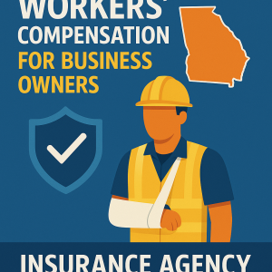 Illustration of a construction worker with a bandaged arm, representing workers' compensation in Georgia.