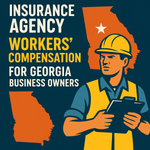 Illustration of a construction worker holding a clipboard with Georgia state outline in the background.