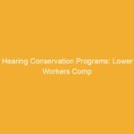 Text on a yellow background stating 'Hearing Conservation Programs: Lower Workers Comp'.