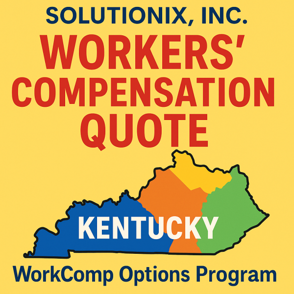 Graphic displaying a Kentucky workers' compensation quote with a map outline of Kentucky.
