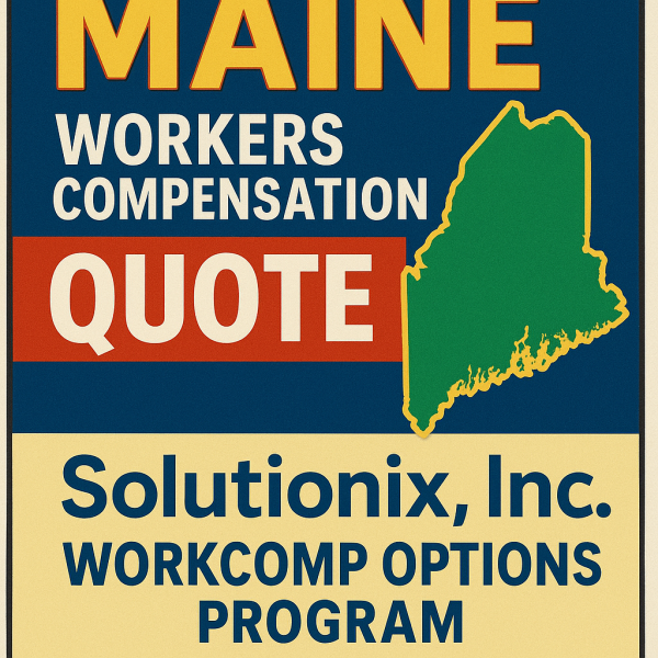 Graphic displaying a Maine workers compensation insurance quote with a map outline of Maine.
