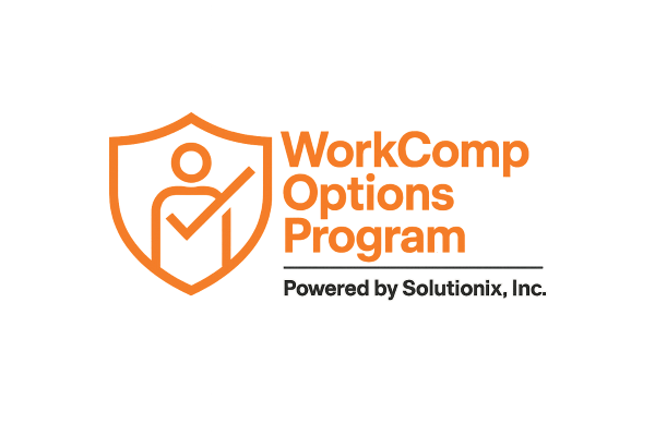Logo for Work Comp Options Program featuring a shield and checkmark design.
