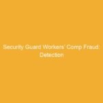 Text on an orange background stating 'Security Guard Workers’ Comp Fraud: Detection'.