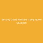 Checklist titled 'Security Guard Workers’ Comp Quote Checklist' on a yellow background.