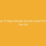Text on a yellow background stating 'Top 10 Ways Georgia Security Guard Firms Can Cut Workers' Comp Costs'.