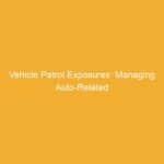 Text on an orange background stating 'Vehicle Patrol Exposures: Managing Auto-Related'.