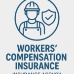 Icon depicting a worker wearing a hard hat with a shield symbol, representing workers' compensation insurance.