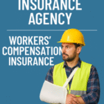 Construction worker wearing a hard hat and safety vest with an arm sling, representing workers' compensation insurance.