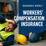 A construction worker in a safety vest holding his head, with a hard hat on the ground beside him.