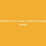Text on an orange background stating 'Workers’ Comp Class Codes for Security Guards'.