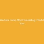 Graphic with text 'Workers Comp Mod Forecasting: Predict Your' on an orange background.